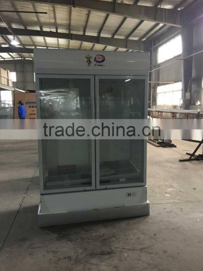 Two doors display showcase cooling cabinet for commercial use