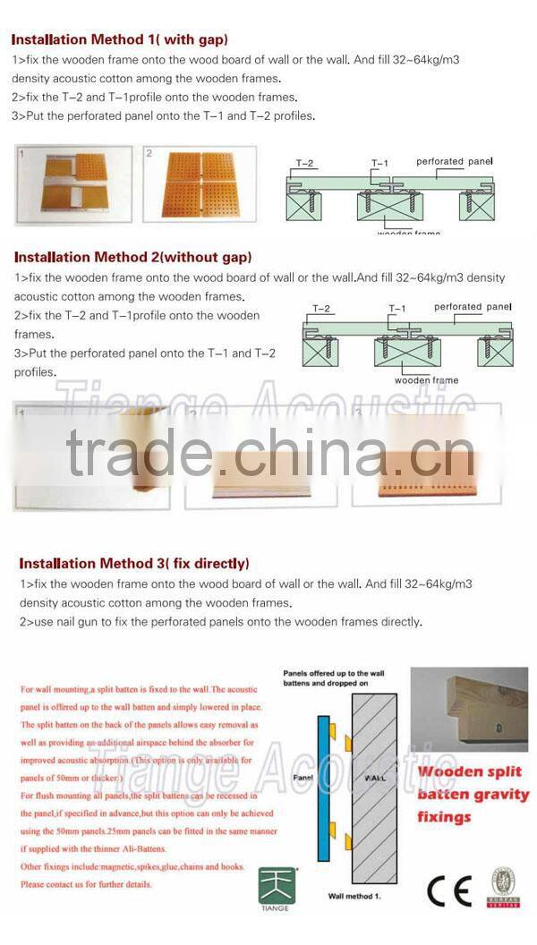 Soundproof sound absorb perforated wooden acoustic panel