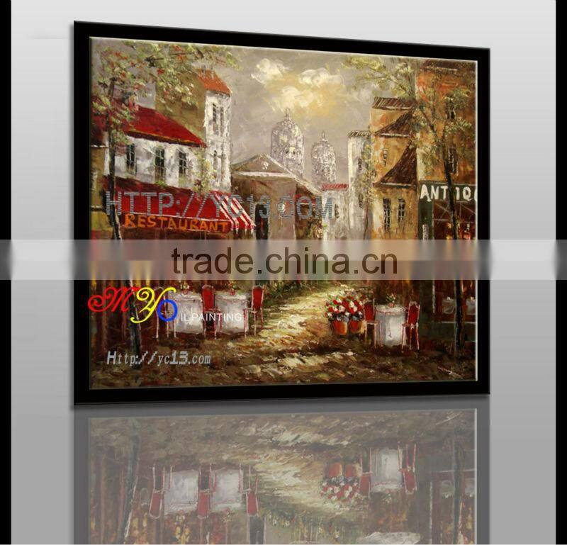 new artwork handmade Paris street canvas oil painting home decoration wholesale