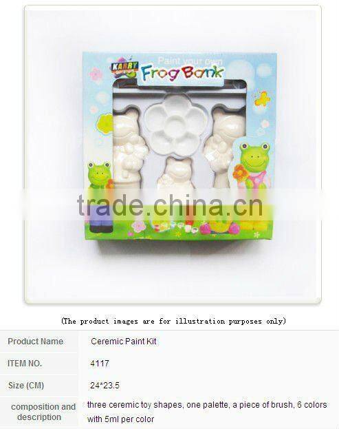 CERAMIC PAINT KIT EASTER RABBIT DIY 6 COLORS 2ML PER COLOR WITH CERAMIC RABBITS AND A BRUSH NON-TOXIC FOR KIDS