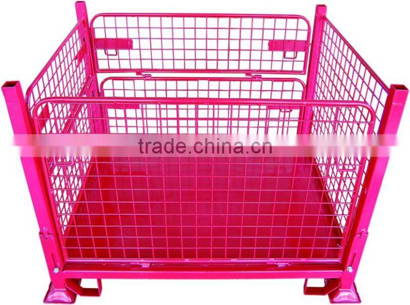 Industrial welded stackable metal pallet size steel container