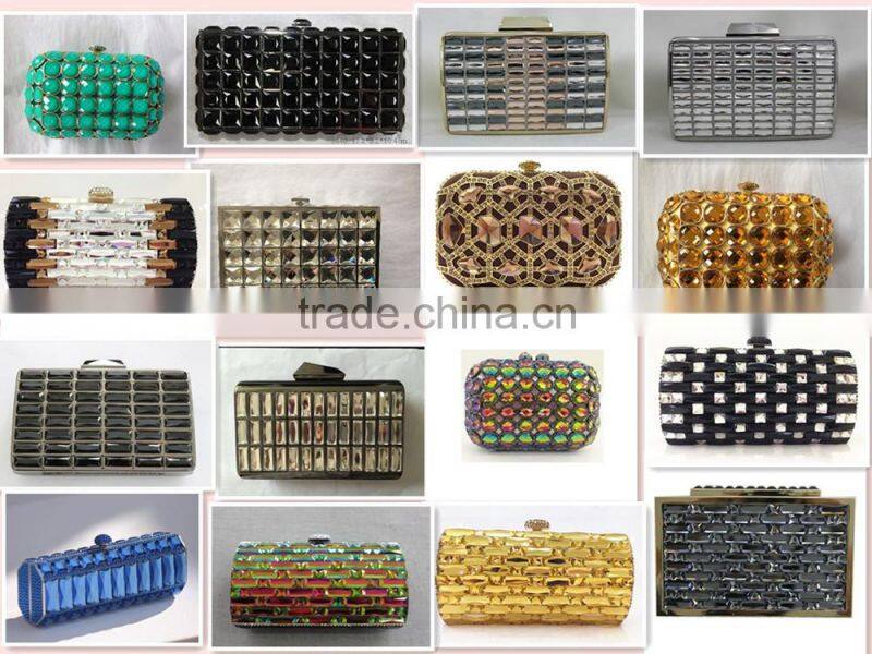 Luxury metal frame rhinestone women clutch diamond evening bags