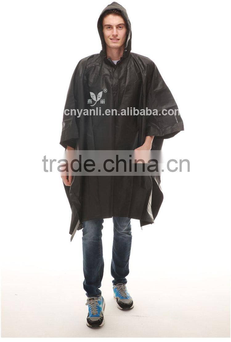 YANLI unisex durable 100%waterproof adult poncho raincoat