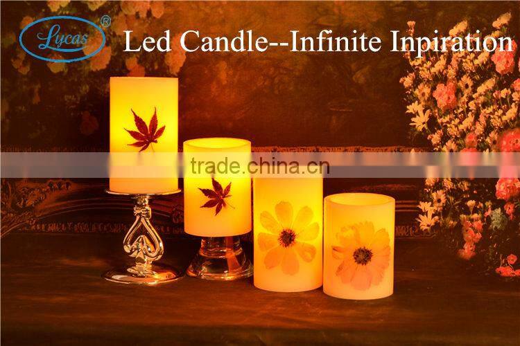 Embedded maple and flower flameless led candle light