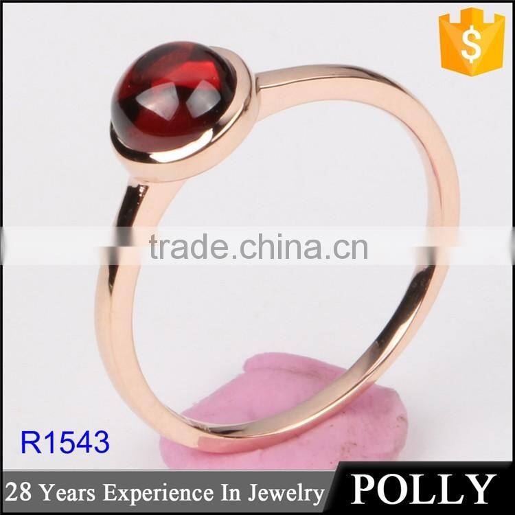 9K Rose Gold Plating Ring Adjustable Wedding Rings For Women With Rhodolite