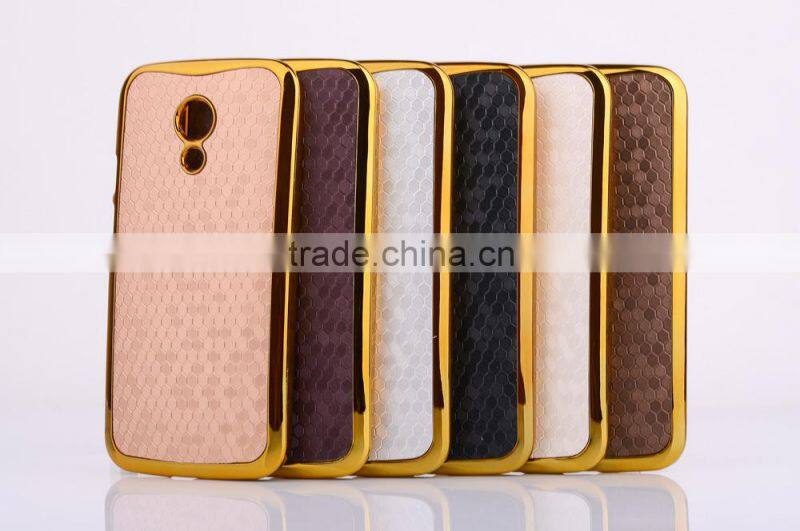 Mobile phone electroplating leather case for Motorola G2 2ND GEN hard back cover case