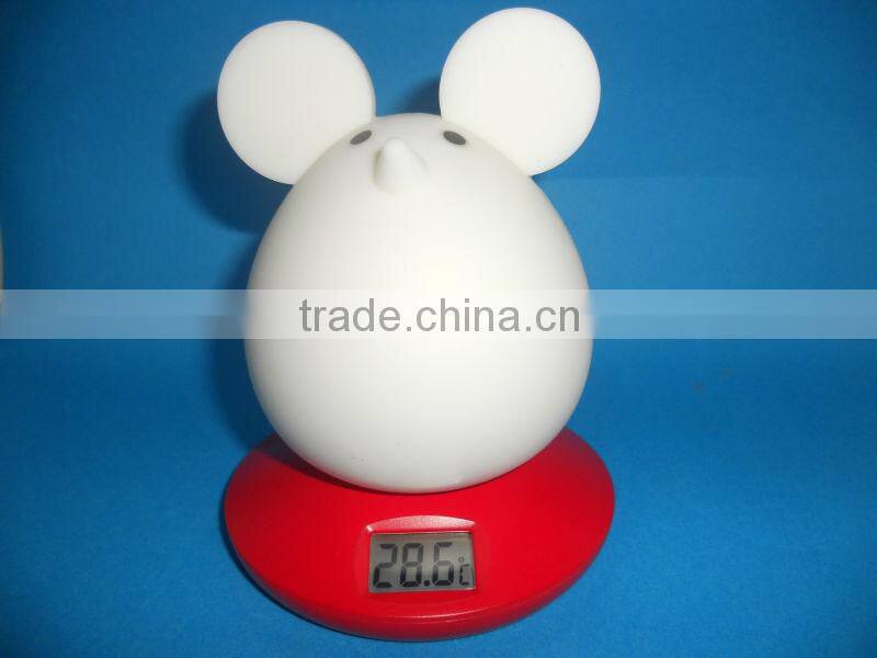 Micro USB LED night light with thermometer