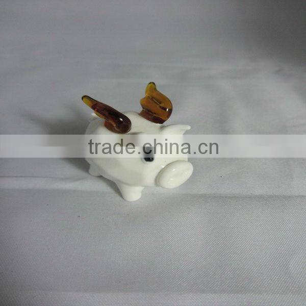 Pig Shaped Glass Gift,hand blown glass figurine animal