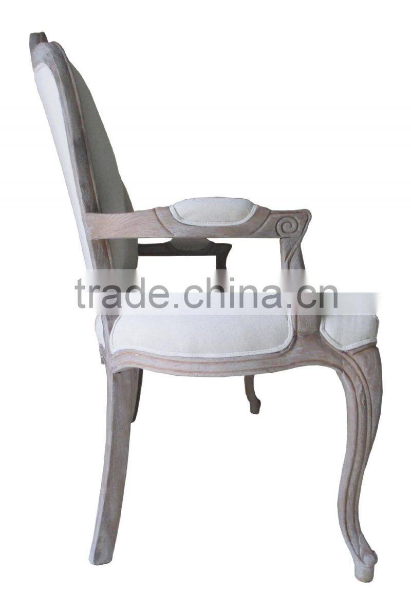 Antique linen fabric arm accent chair living room arm chair