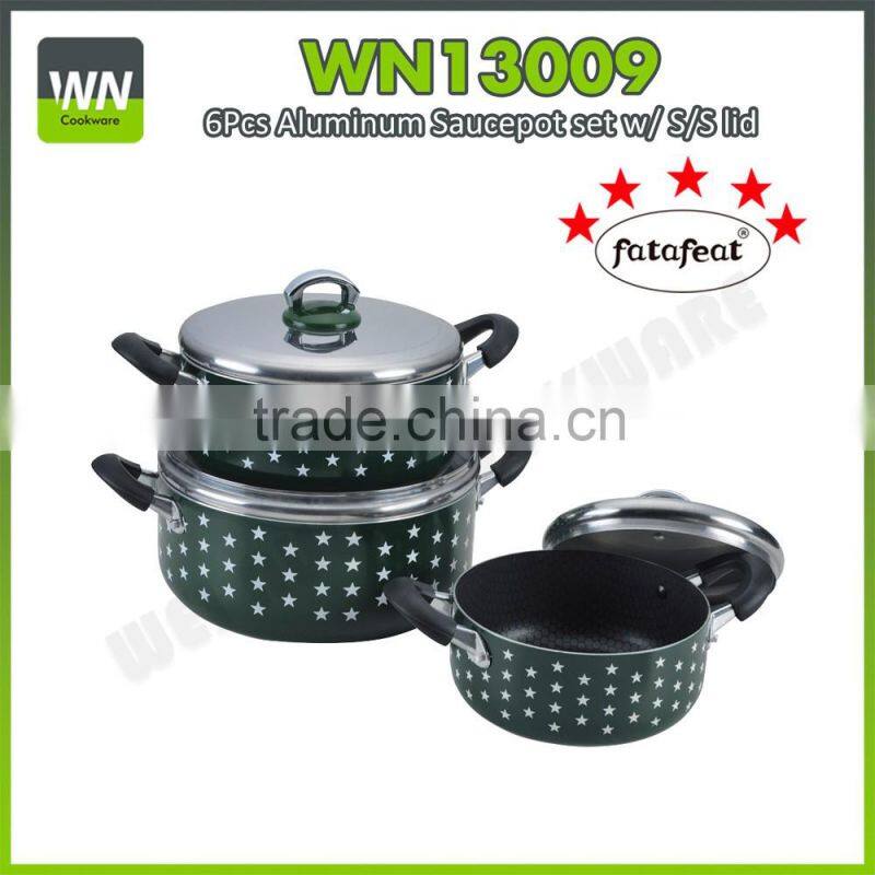 Best selling well aluminium hot pot casserole nonstick casserole set with silk screen painting