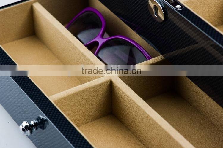 luxury MDF black glossy varnish handmade sunglasses wooden box packing 8 pieces
