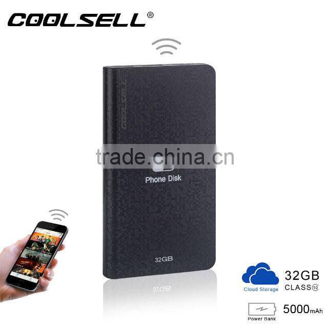 32GB Creative Cloud storage and Wireless Hard Drive Companion WiFi Bridge Sharing Media Streamer NAS 5000mAh External power bank