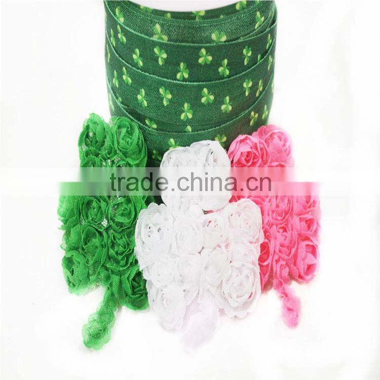 3 ''chiffon clover flower ~wholisale in GuangZhou~ hair accessories~popular flower
