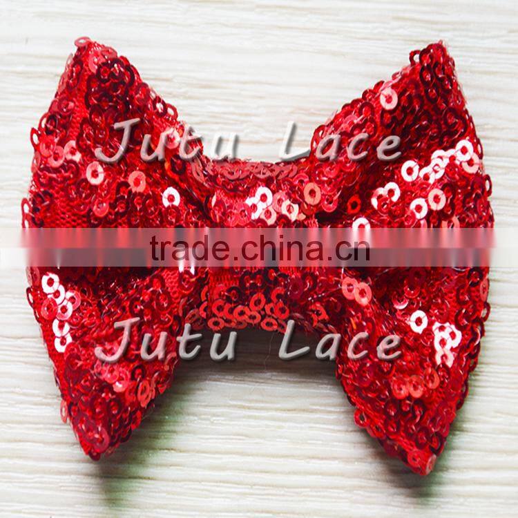 Wholesale kids Christmas decorative 12cm sequin fabric hair bow elastic head wraps