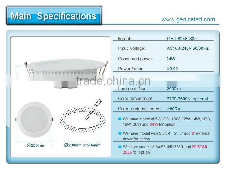 2015 HOT Sale LED Light indoor lighting IP20 down lights 24w