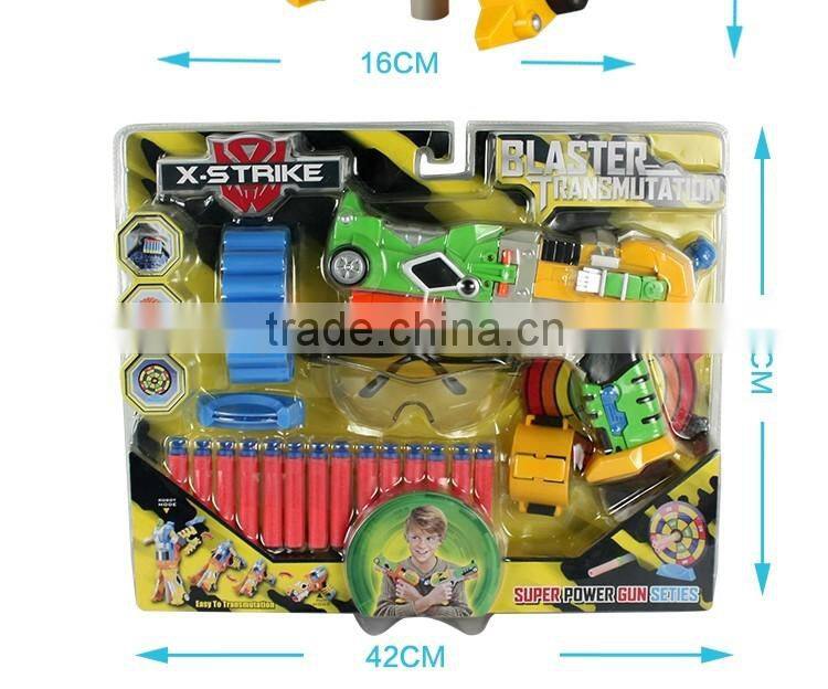 Fantastic kids playing deformable robot toy nerf gun bullets