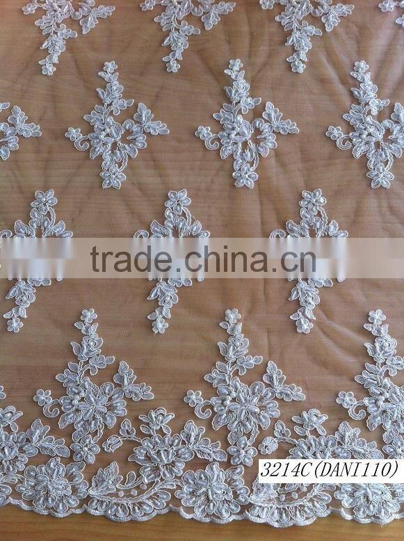 Best price high quality african cord lace fabric for wedding dresses