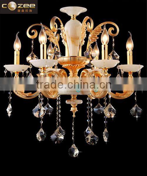 Modern Jade Stone Lighting Luxury Crystal Chandelier Pendant Hanging Lamp Suspension Light Fixture CZ5023/6