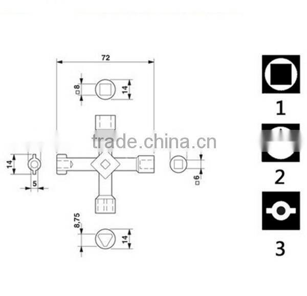 4 Way Cross Key Wrench Spanner for Electric Gas Cupboard Meter Box Radiator AR-102