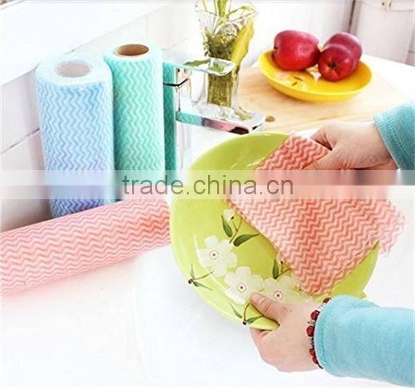 Roll of 50pcs Multipurpose Non-woven Fabric Nonstick Wiping Rags House Cleaning Cloth Kitchen Dish Dishcloth