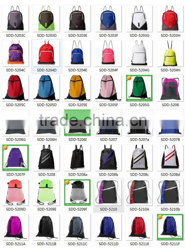 Durable Zippered Nylon Sports Canvas Drawstring Backpack Bag