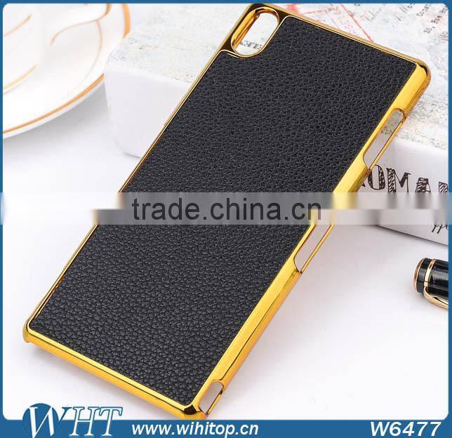 Alibaba Express Hot Sale PC Back Cover for Sony Z3 Case, Chrome Leather Case for Xperia Z3