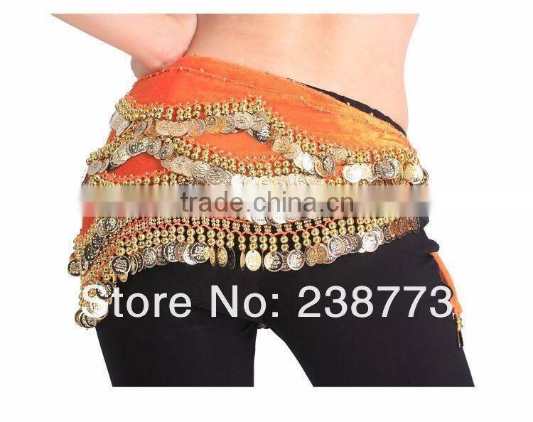 2016 New designs cheap belly dance sequin coin belts belly dancing costume hip scarf for women 13 colors available