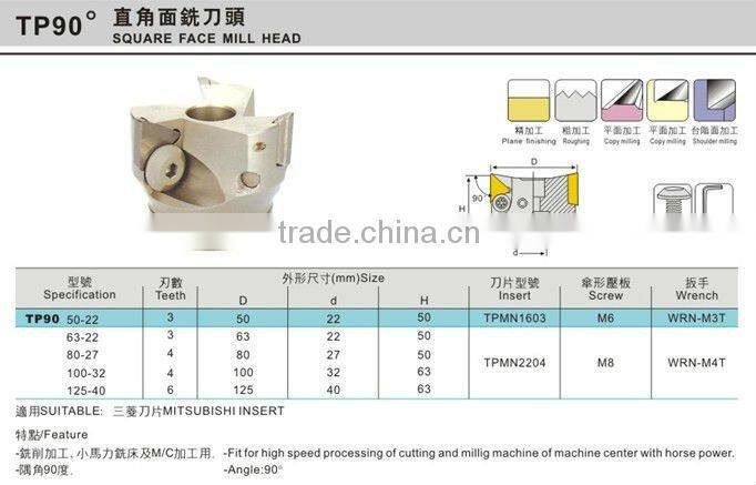 Face Milling Cutter Suit With TPMN220408 Use to Milling Metal Surface Indexable Milling Head