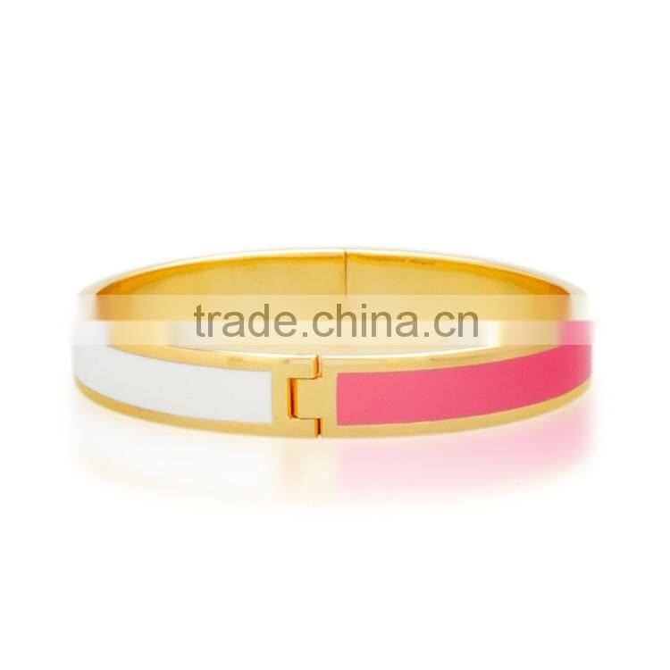 Cheap handmade pink enamel bracelet