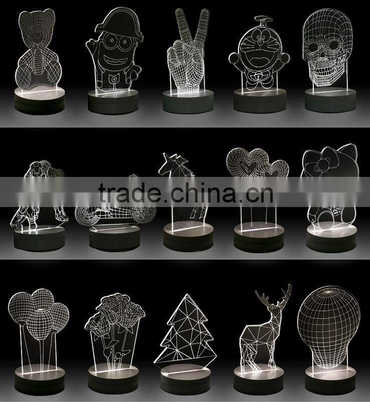 telesthesia acrylic + 3d optical illusions led rectangle lighted display base multi color changing night light lamp