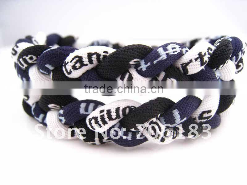 Power Triple Braided Ionic Titanium Balance Sport Baseball Necklace