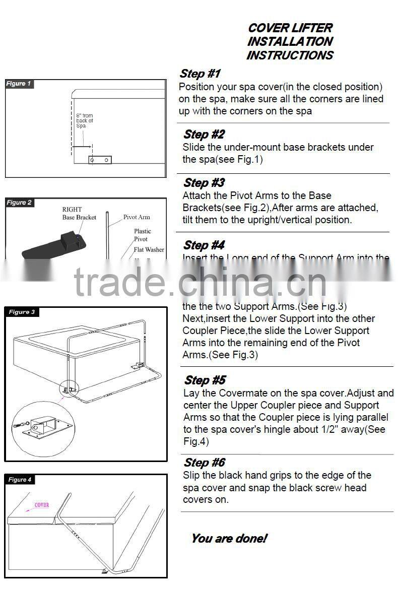 2016 Hot Sale Spa Parts Spa Cover Lifter Most Popular Whirlpool Hot Tub Lifter