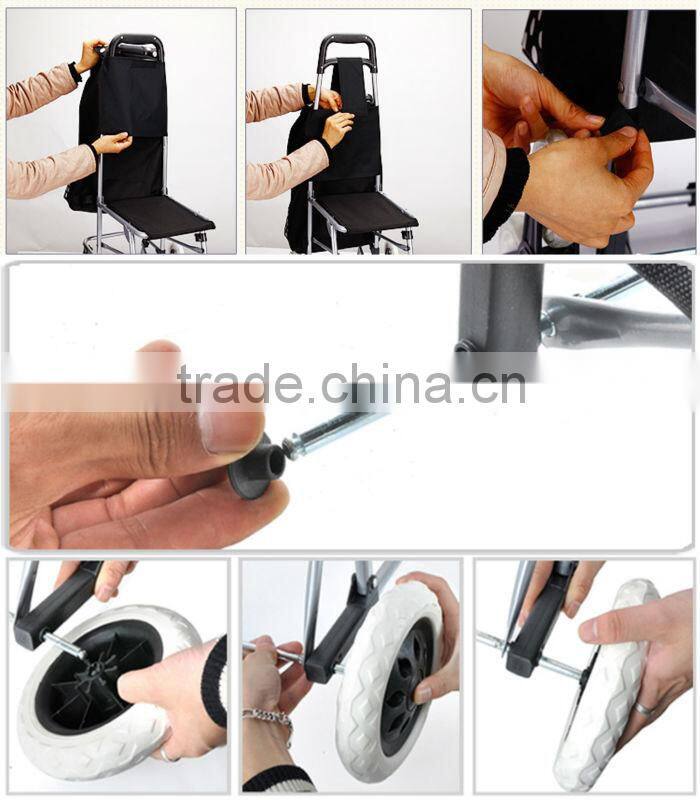 Stair climbing shopping trolley cart with chair