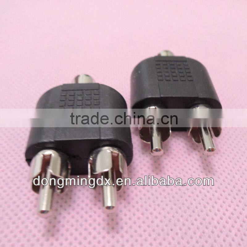 Audio system black RCA female to RCA male connector adapter 2 to 1