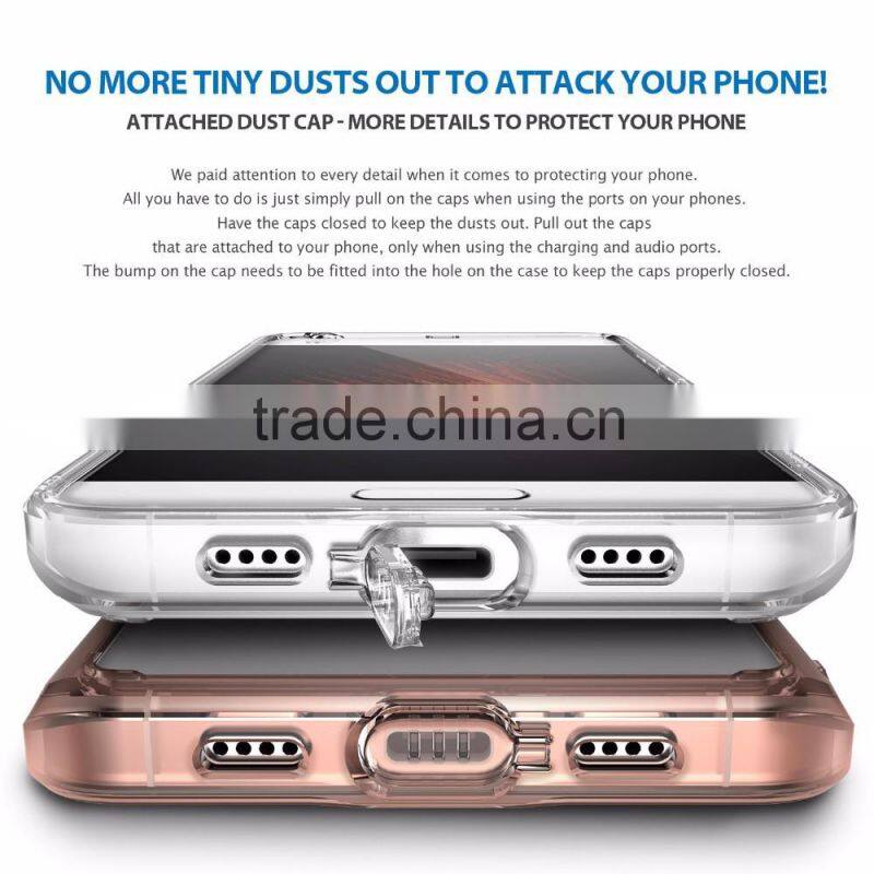 Samco Crystal Clear PC Back TPU Bumper Drop Protectiive Shock Absorption Technology Attached Dust Cap For Xaomi MI 5 Case