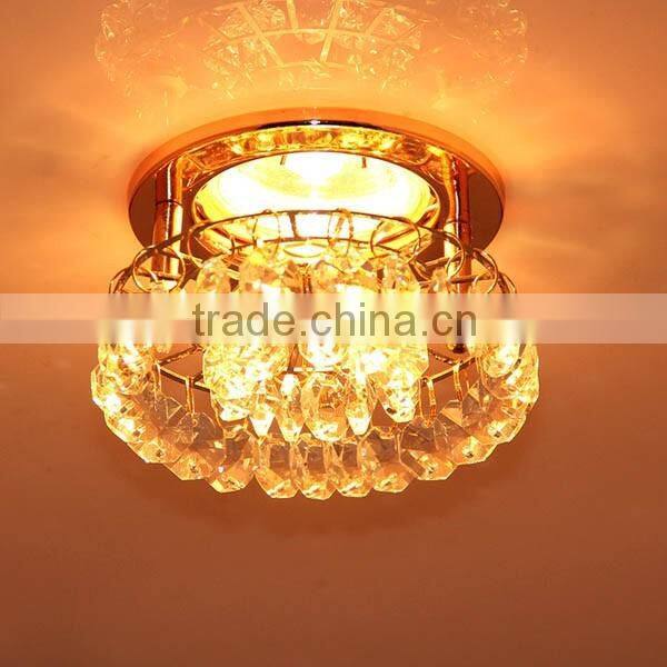 fashion round pendant light with octagon crystal beads iron base