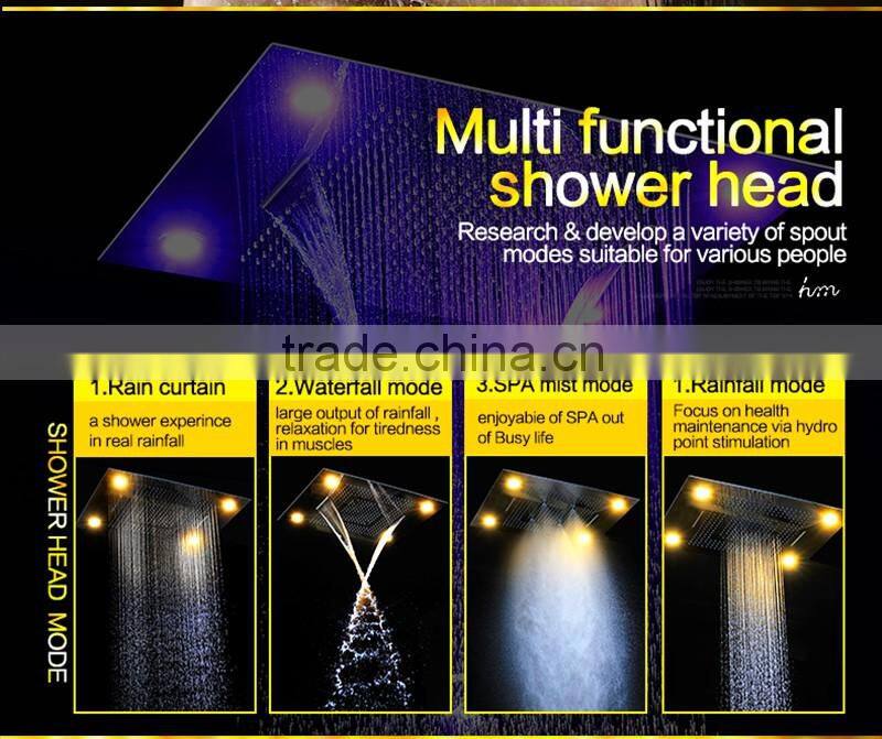luxury shower system embeded ceiling multifunctional shower mixer bath set with rainfall,waterfall,mist spray,curtain