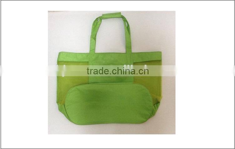 Oversized Eco-friendly Shoulder Bag Style Polyester Material Mesh Grid Beach Bag