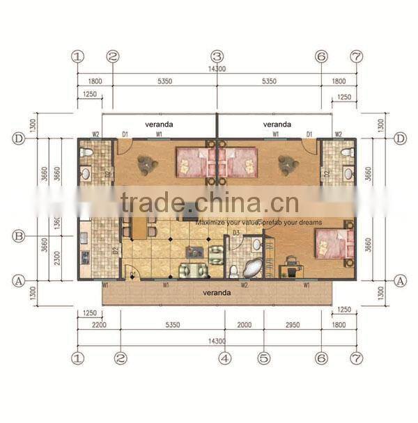 light guage steel structure villa for sale