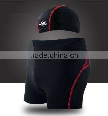 men swimming lycra shorts,breathable swimwear,shorts+cap set