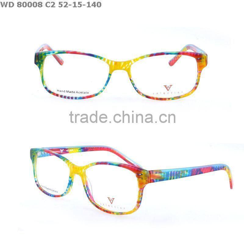 Latest fashion acetate optical frame, eyewear with multicolor splicing