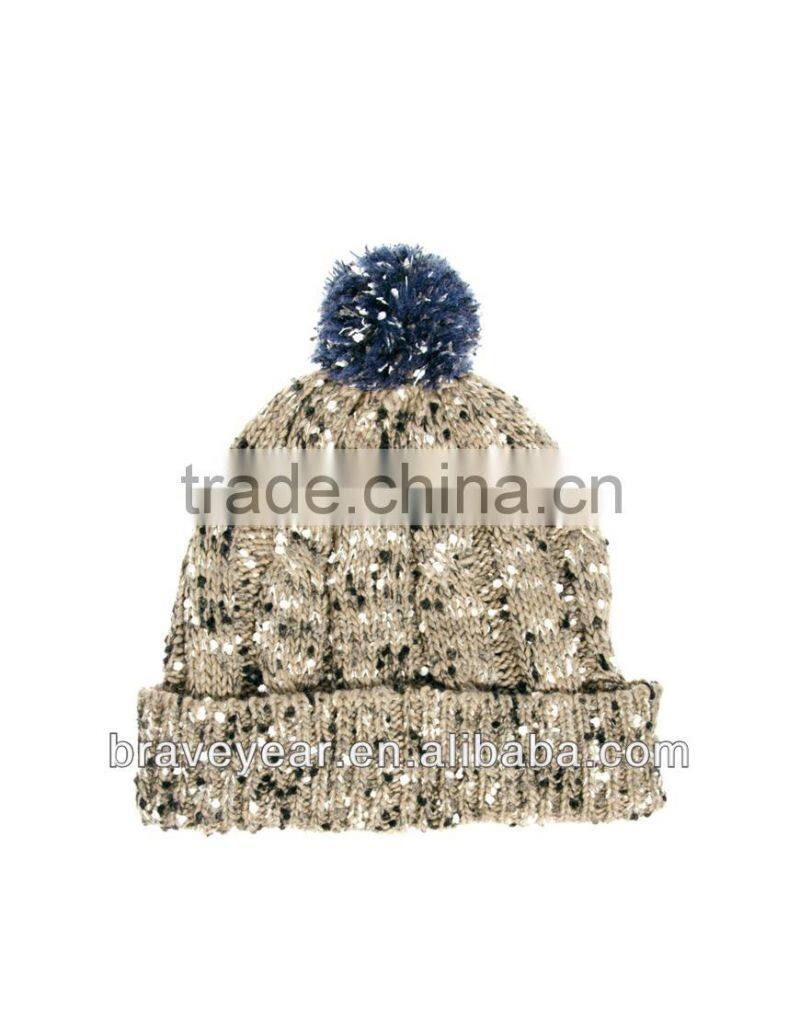 cable knitted hat with pom pom for men