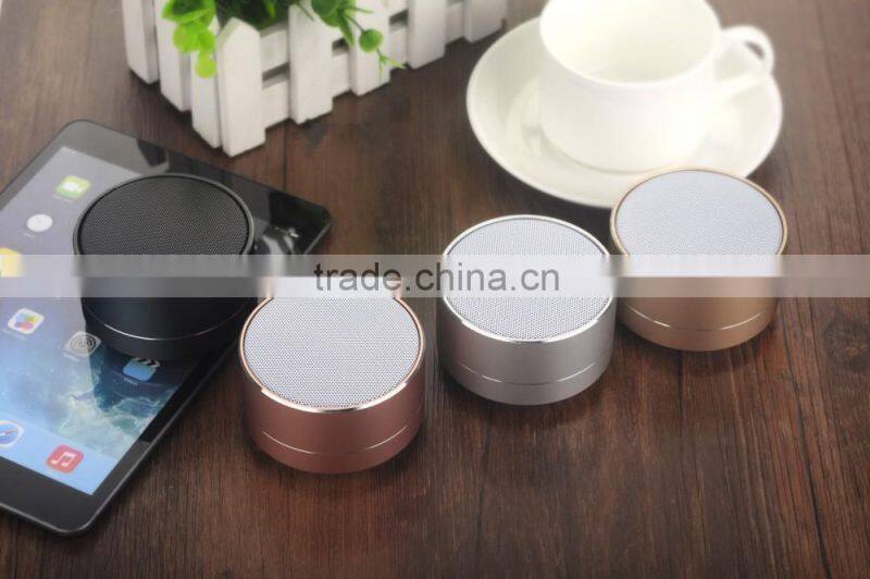 2016 New products A10 Promotional Portable Wireless Aluminum Mini Round Led Light Bluetooth Speaker Music Player