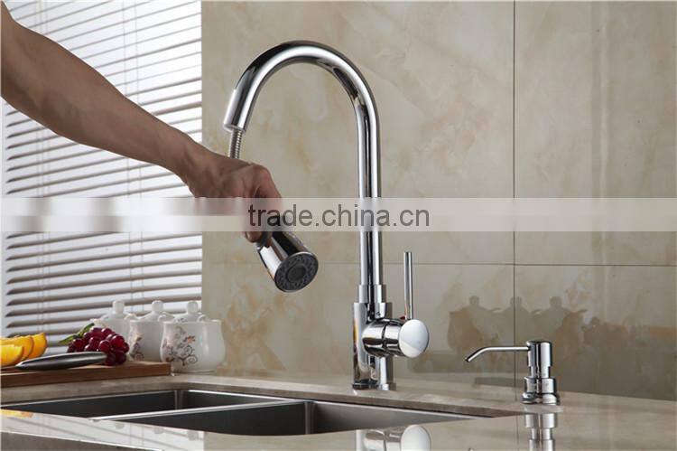 cheap long neck retractable kitchen sink faucet,pull out down kitchen faucet,flexible hose brass kitchen faucet