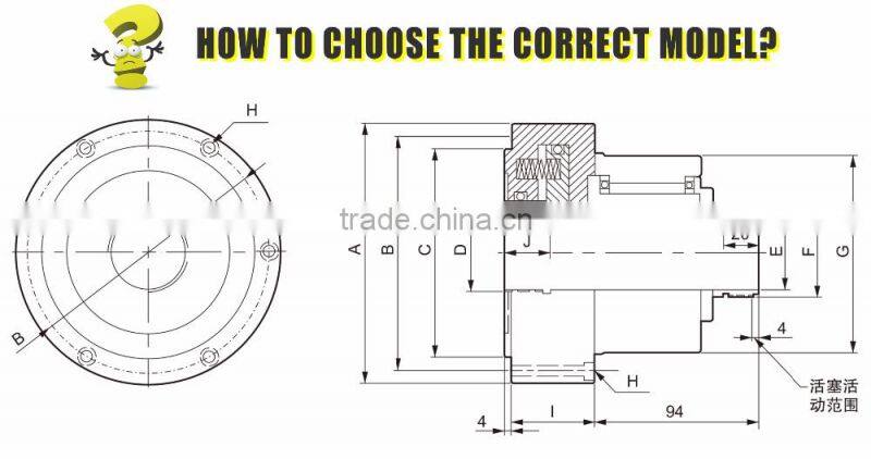 Rotary high speed single piston through-hole pneumatic cylinder for CNC vertical metal lathe