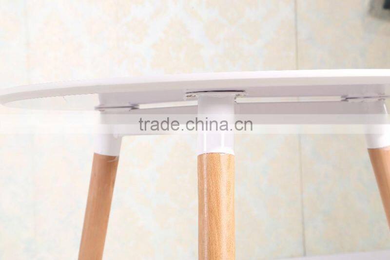 MDF top round table with wood legs cheap dining table