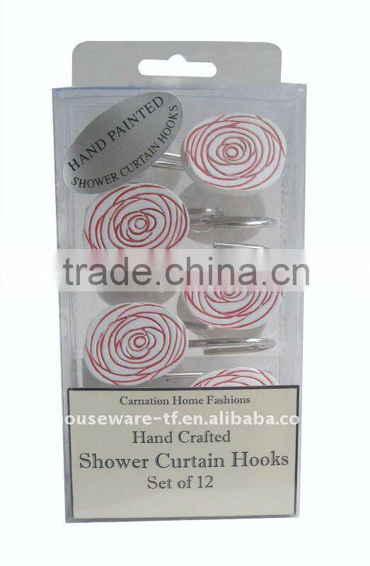 12PCS SHOWER CURTAIN RESIN HOOKS IN A PVC BOX