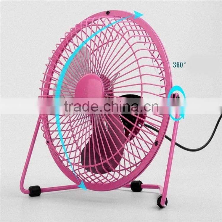 USB desk fan mini personal fan metal design with ON/OFF switch usb powered for home and office