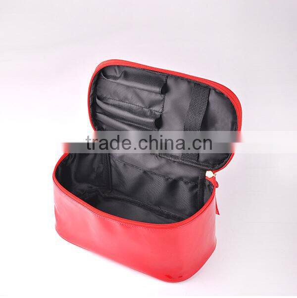 Shinny PVC red leather girl makeup bags cosmetic bag