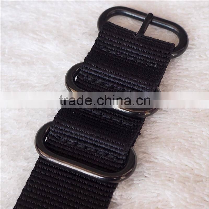 18 20 22 24mm 5 Rings PVD Black Zulu Watch Band